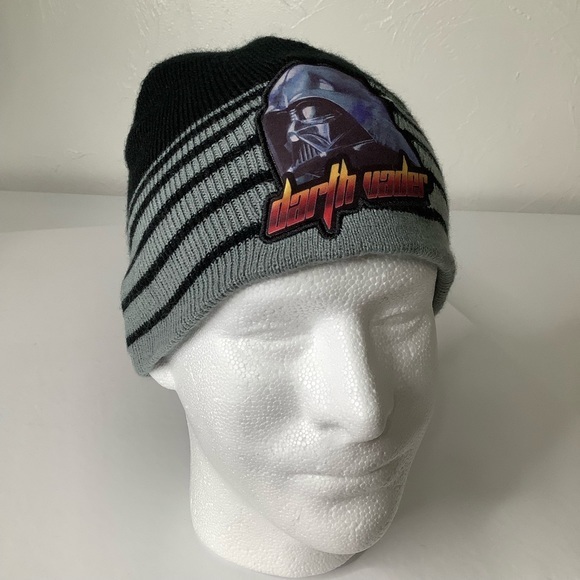 Star Wars Darth Vader large front Logo knit beanie cap hat size One Size EUC - Picture 6 of 16